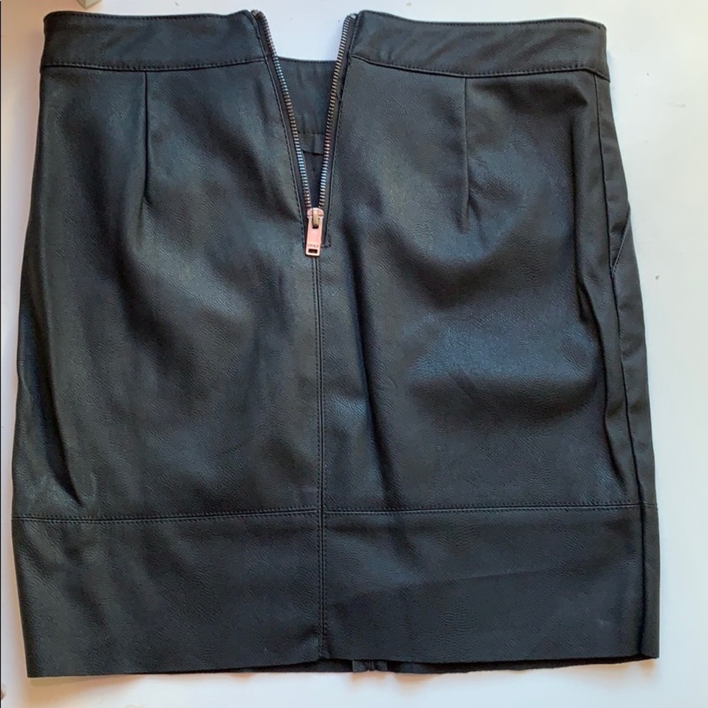 Simple faux black leather skirt